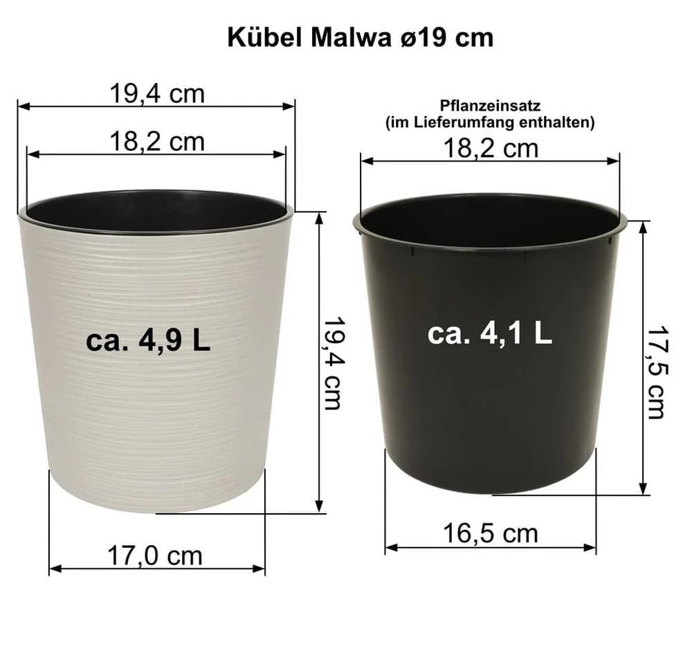 Heimwerkercenter Übertopf MePla Malwa Strip 19cm Kunststoff Weiß
