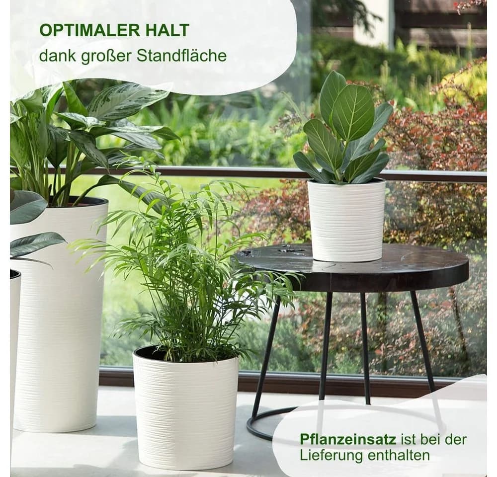Heimwerkercenter Übertopf MePla Malwa Strip 19cm Kunststoff Weiß - Bild 5