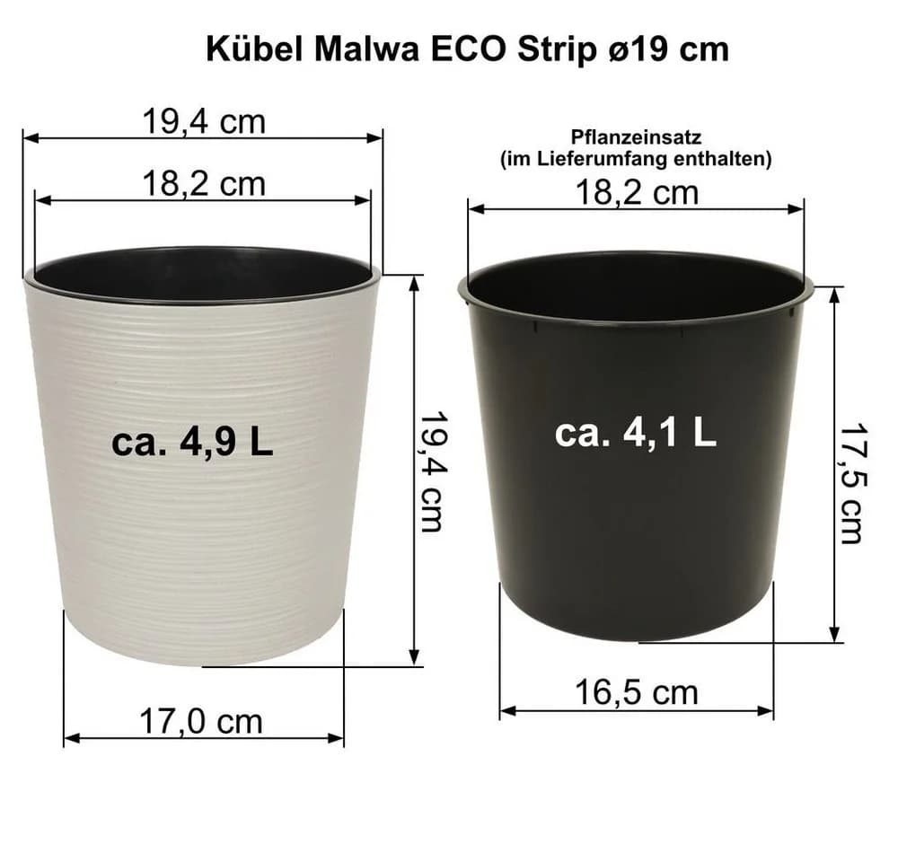 Heimwerkercenter Übertopf MePla Malwa Strip ECO Grau Ø19cm