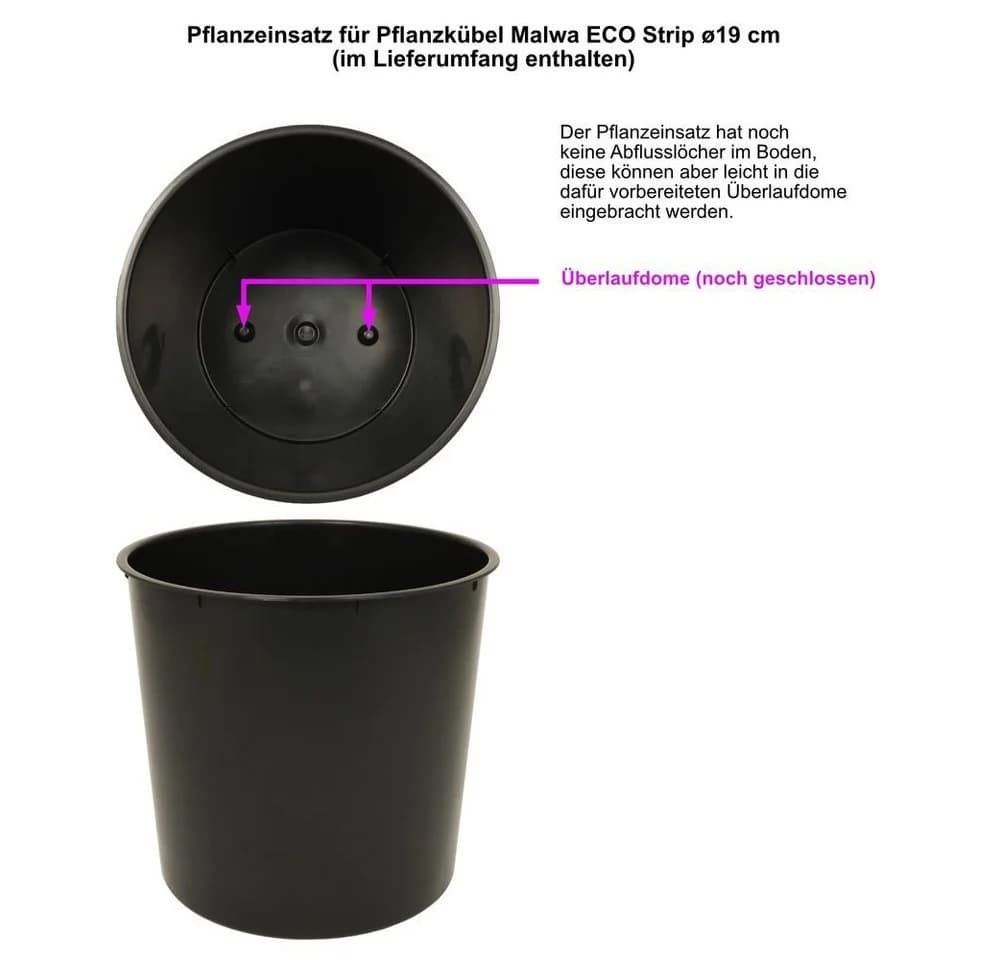 Heimwerkercenter Übertopf MePla Malwa Strip ECO Grau Ø19cm - Bild 3