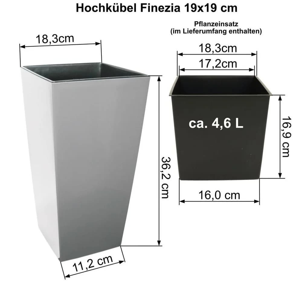 MePla Hochkübel Finezia 19x19cm Hochglanz Weiß