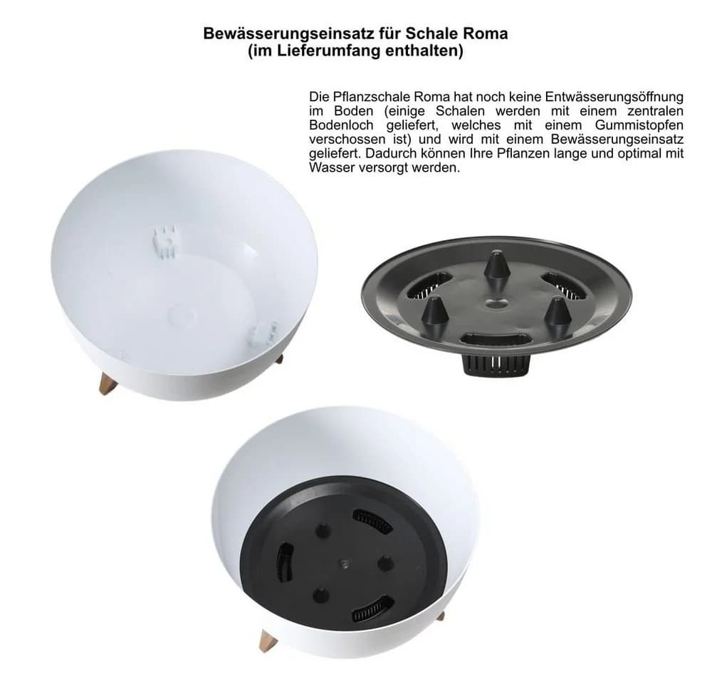 Heimwerkercenter Pflanzschale MePla - Schale Roma - wetterfestes Pflanzgefäß ø24cm - weiß