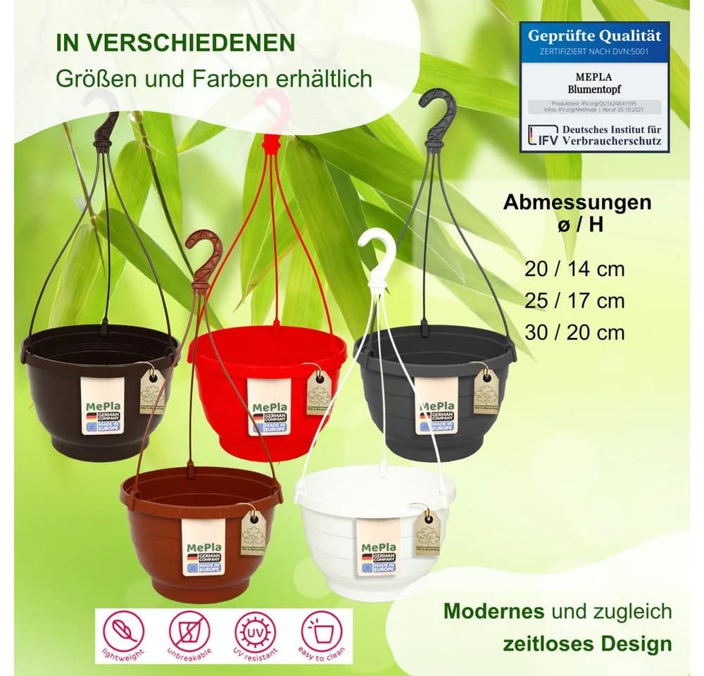 Heimwerkercenter Blumenampel KOMET 2er Set Braun Kunststoff Wetterfest - Bild 4