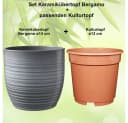 Heimwerkercenter Keramikübertopf Set Bergamo 14 cm Grau + Kulturtopf Bild 1