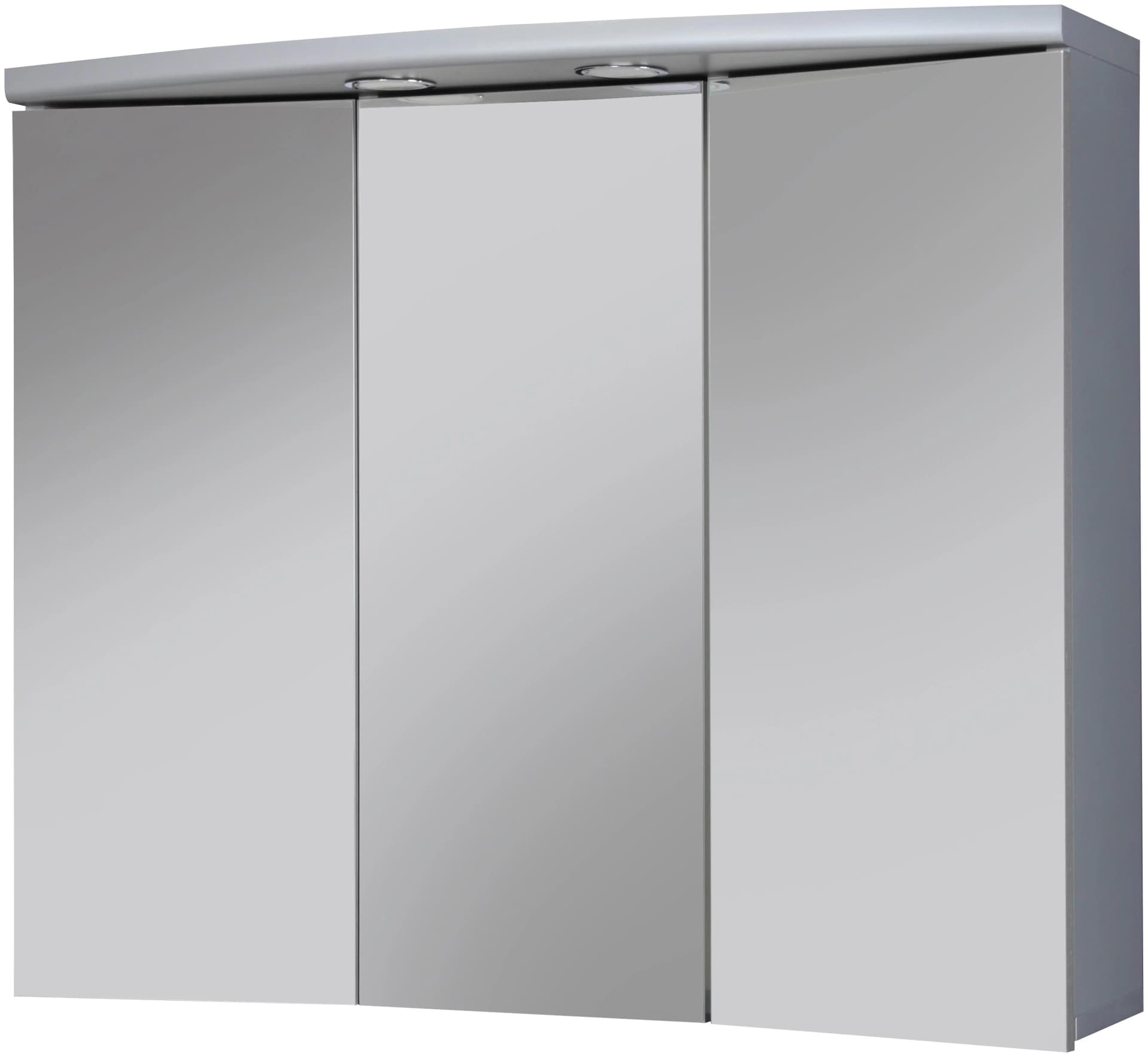 JOKEY Spiegelschrank Ancona LED Grau Hochglanz mit Steckdose