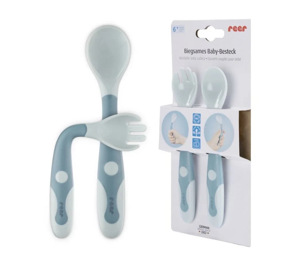 Reer Baby Besteckset Biegsam 2-tlg. Blau 360° Lernbesteck