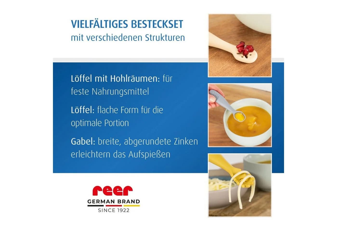 Reer Esslernlöffel LittleYummie Babylöffel 6m+ (3 Stück) Bunt Silikon - Bild 4