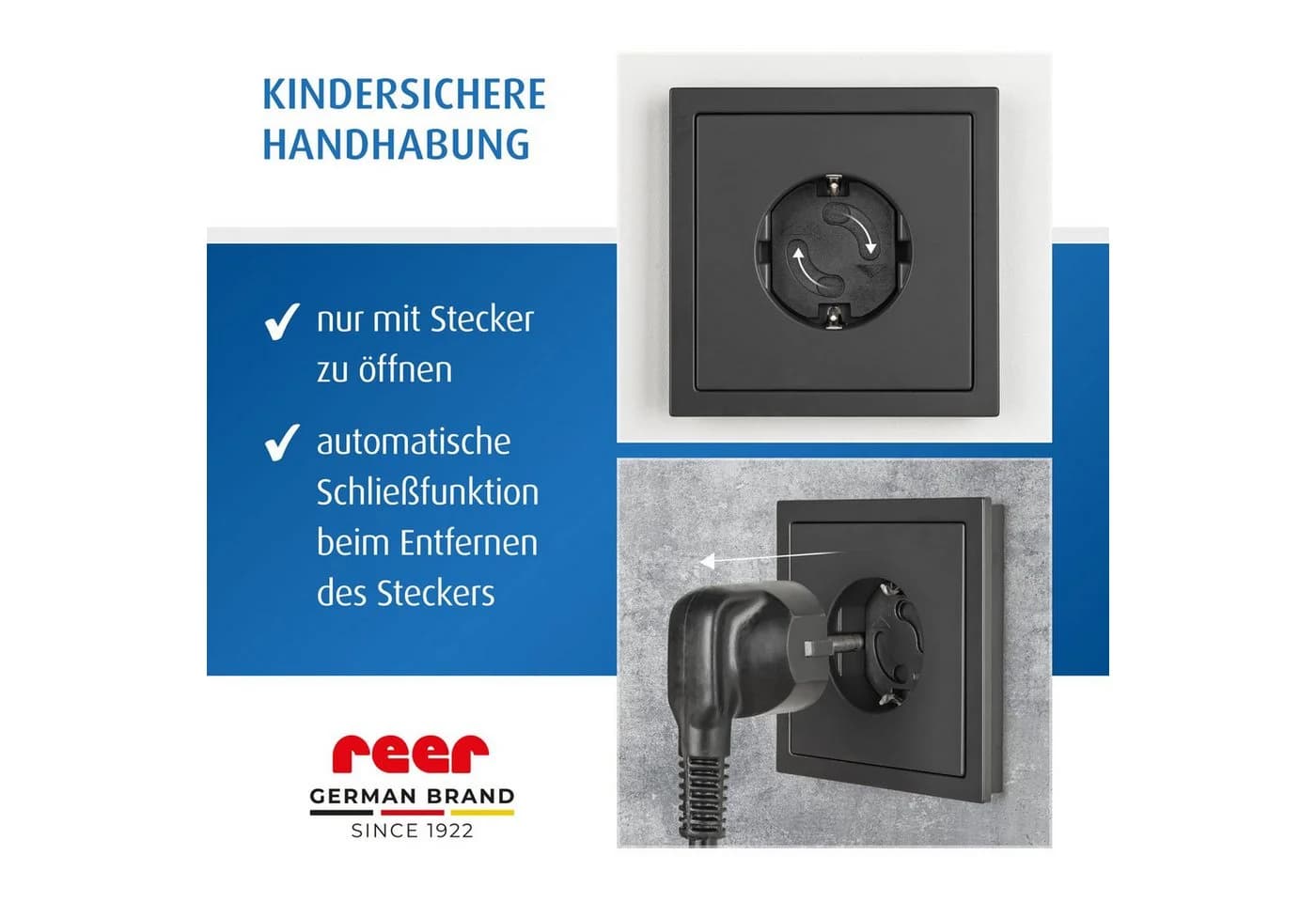 Reer Steckdosenschutz klebbar Schwarz 20er Set