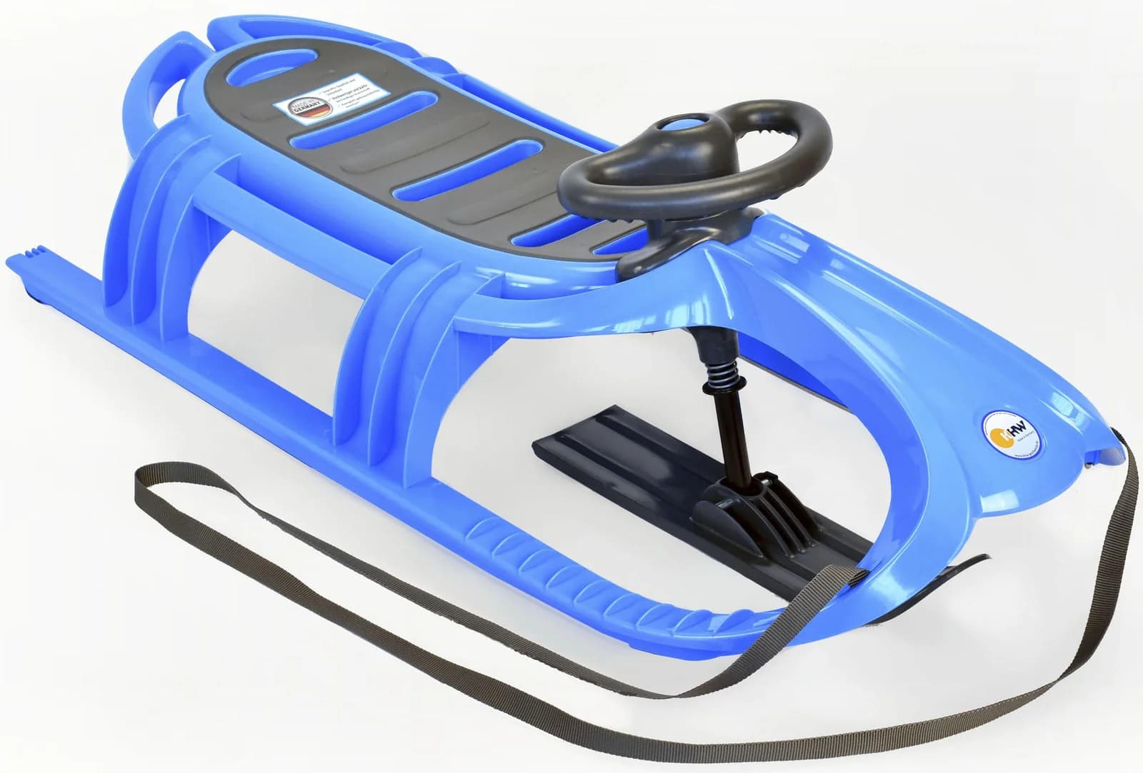 KHW Snow Tiger de luxe Rodel Schlitten blau/schwarz mit Lenkrad