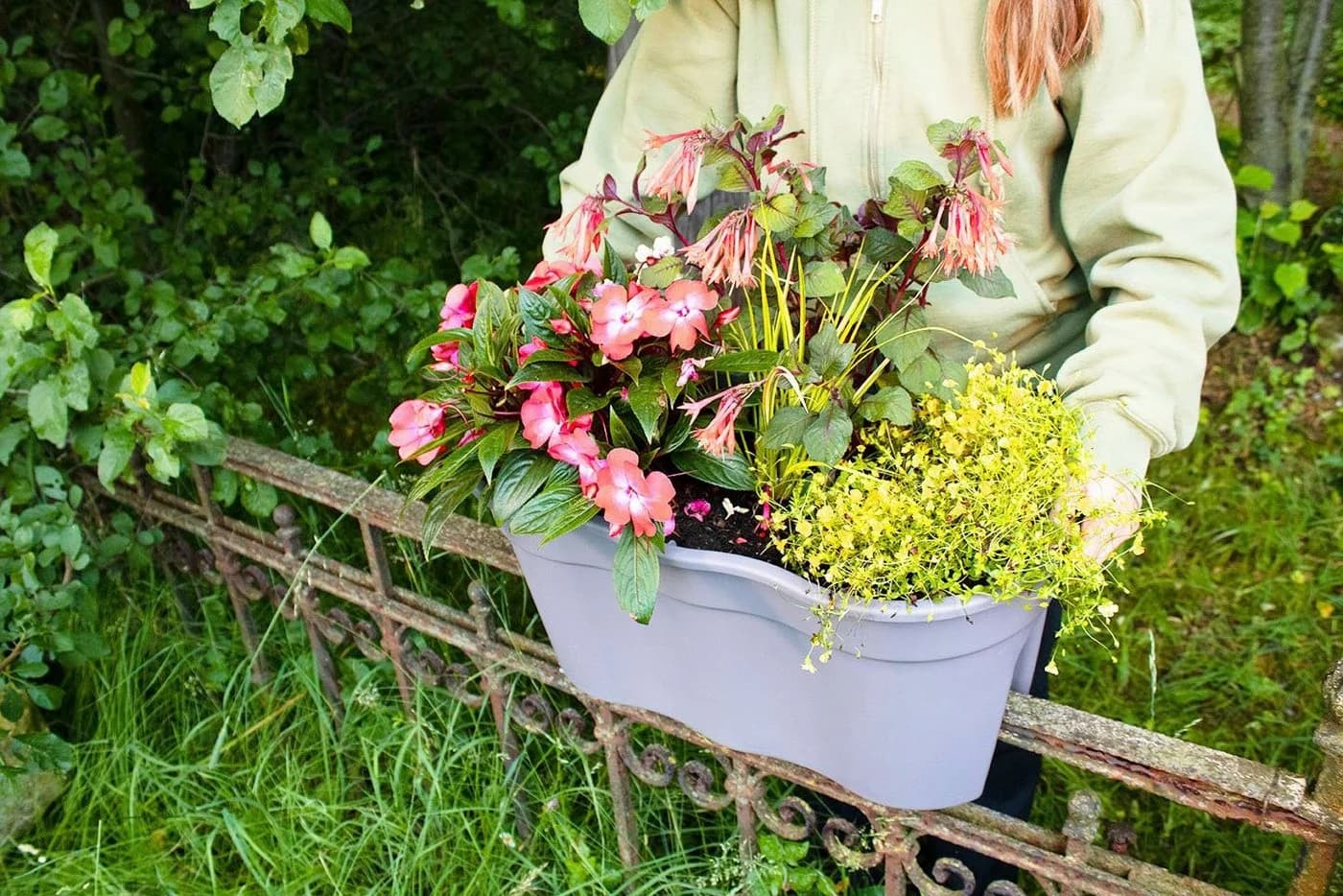 KHW Flowerclip XXL Balkonkasten 2er Set Wetterfest Kunststoff