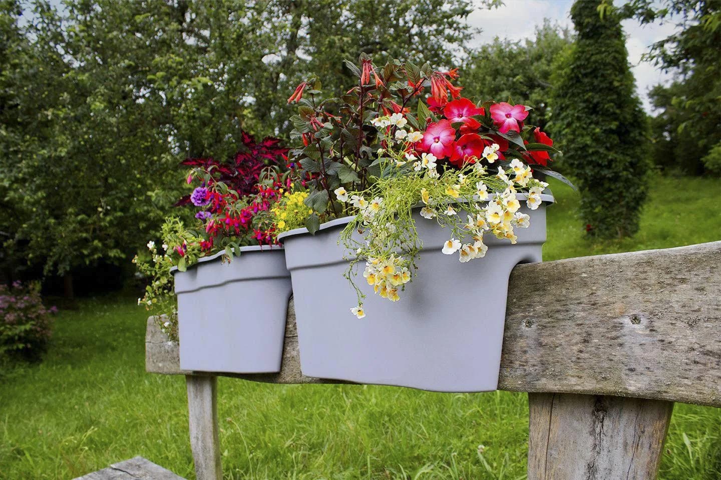 KHW Flowerclip XXL Balkonkasten 2er Set Wetterfest Kunststoff - Bild 5