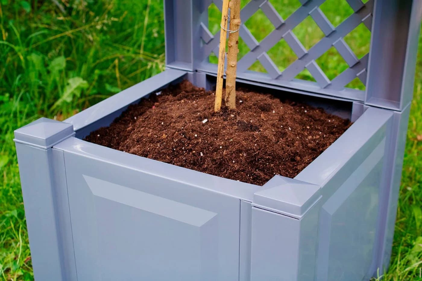 KHW Pflanzkasten mit Spalier Grau - Wetterfest - Bild 5
