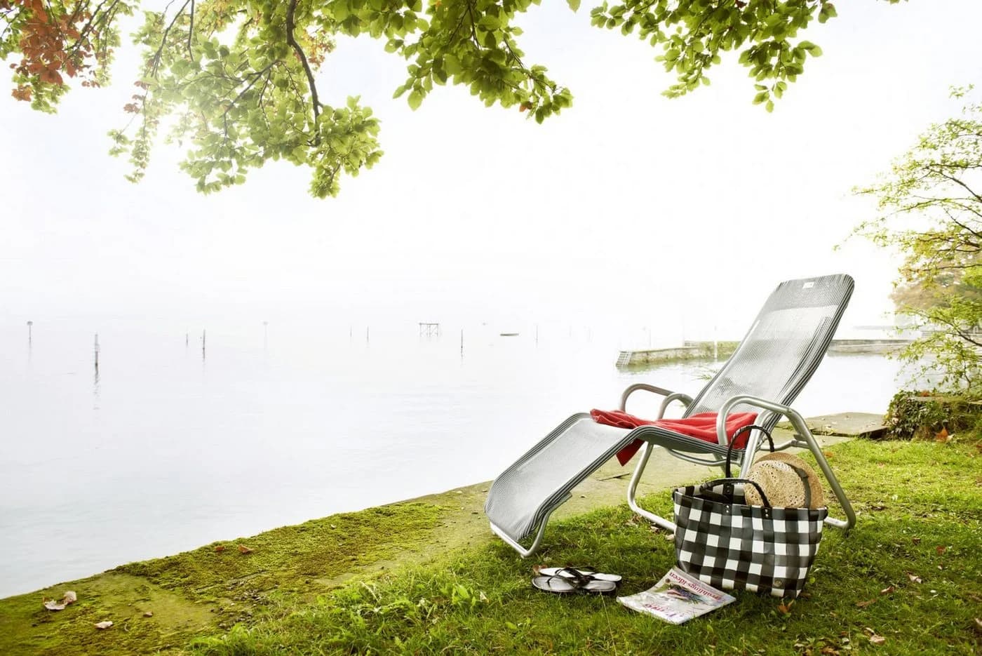 acamp Gartenliege CALYPSO Grau Klappbar Wetterfest