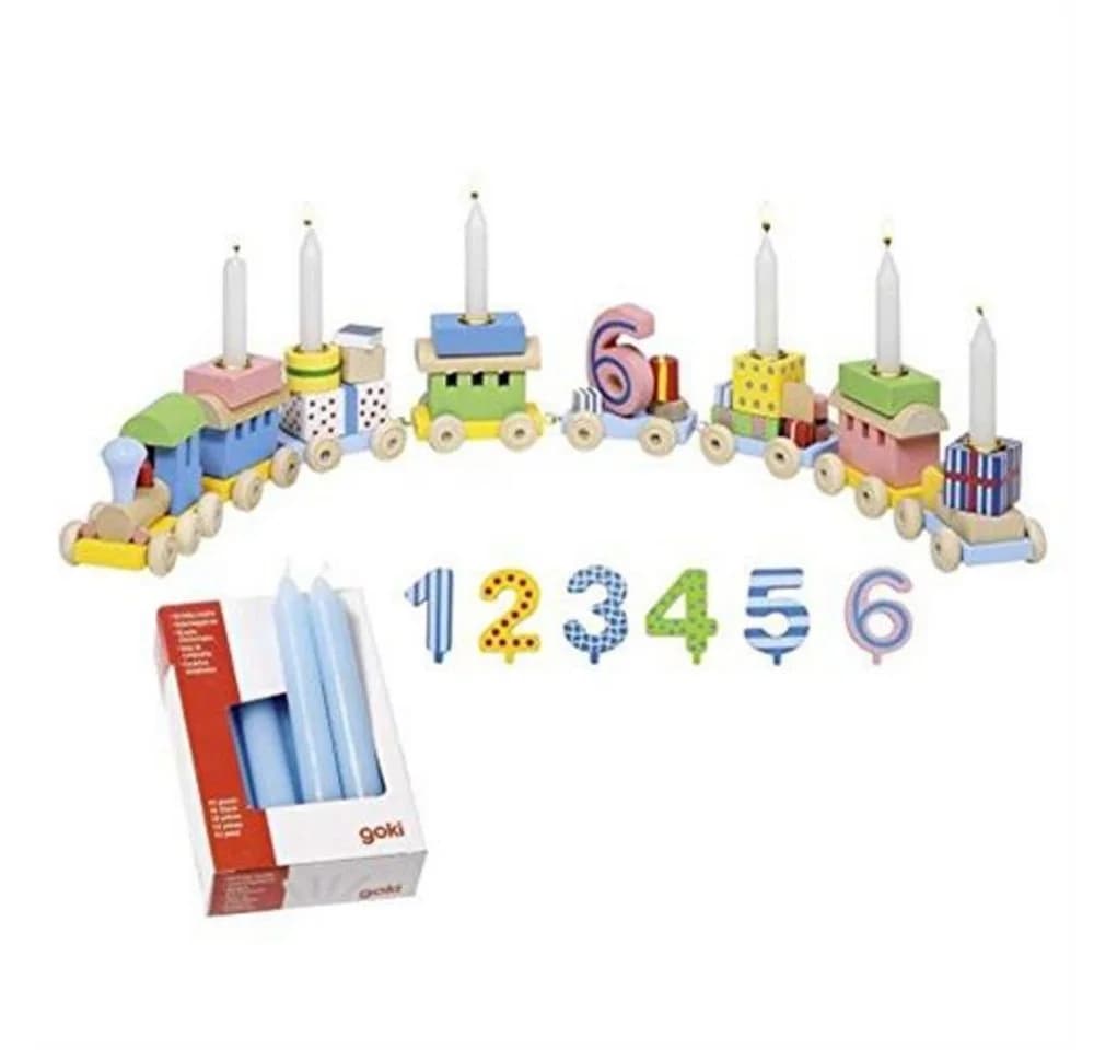 Goki Kerzenständer Geburtstagszug mit Kerzen, Bunt