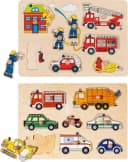 goki Steckpuzzle 2er Holzpuzzle-Set: Feuerwehr + Verkehrsmittel Bild 2