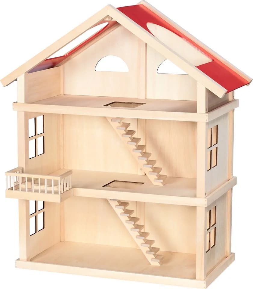 Goki Puppenhaus 3 Etagen Komplett Möbliert Inkl. Puppenfamilie