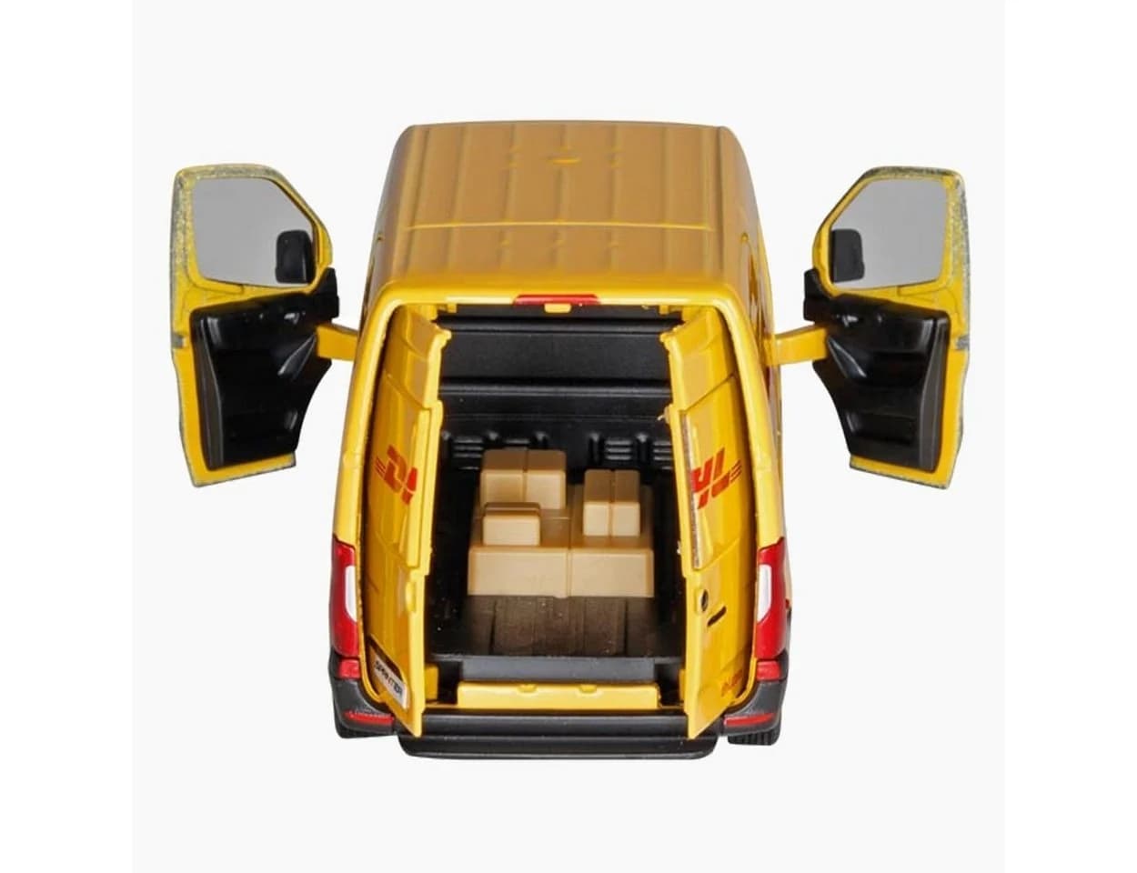goki Spielzeug-Auto Mercedes Benz Sprinter DHL Gelb mit Rückzugmotor