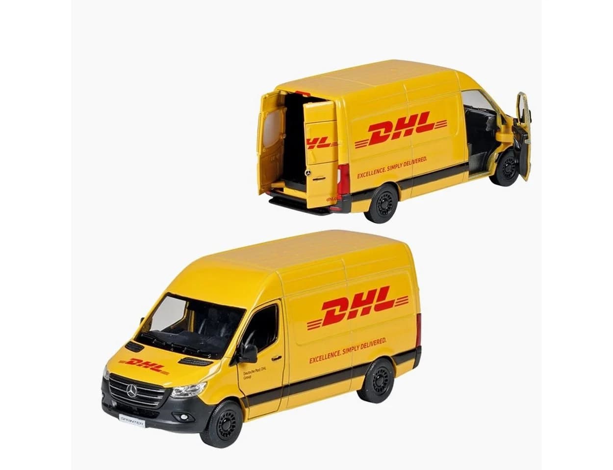 goki Spielzeug-Auto Mercedes Benz Sprinter DHL Gelb mit Rückzugmotor - Bild 4