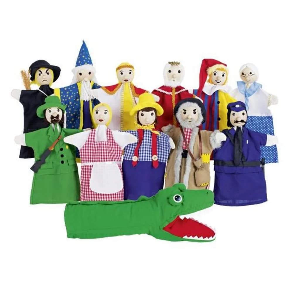 goki Handpuppenset 2 (12-tlg.) Bunt für Kasperle- und Puppentheater