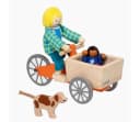 goki Lastenfahrrad mit 2 Biegepuppen und Hund Bunt Holzspielzeug Bild 4