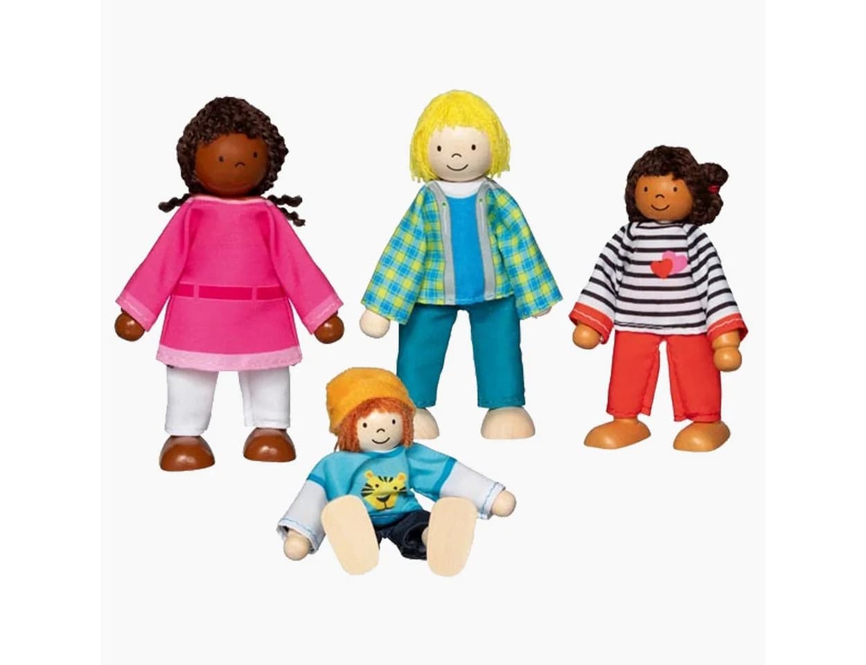 goki Biegepuppe Interkulturelle Familie 4-tlg. Set Bunt