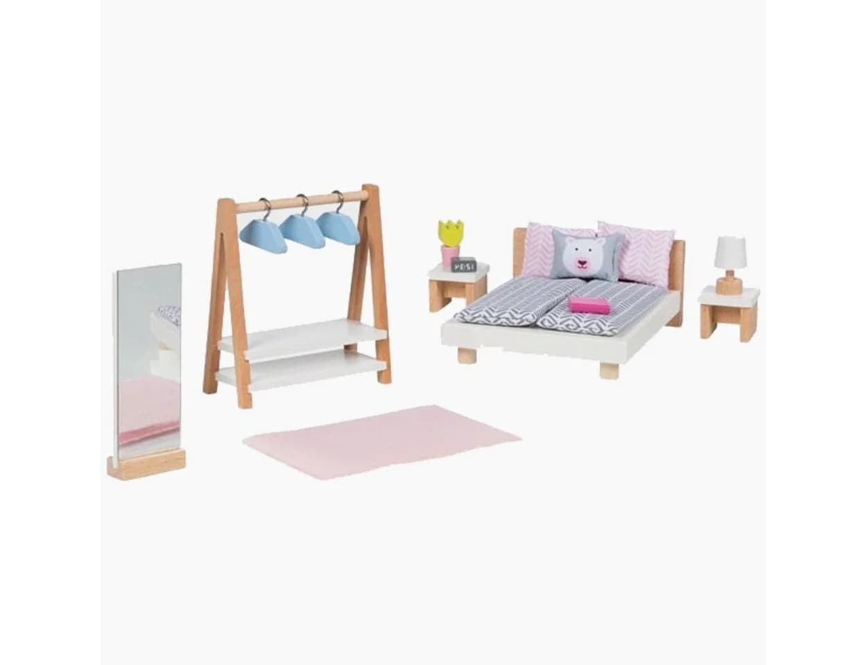 goki Puppenhausmöbel Style Schlafzimmer 18-tlg. Holz Set Beige - Bild 2