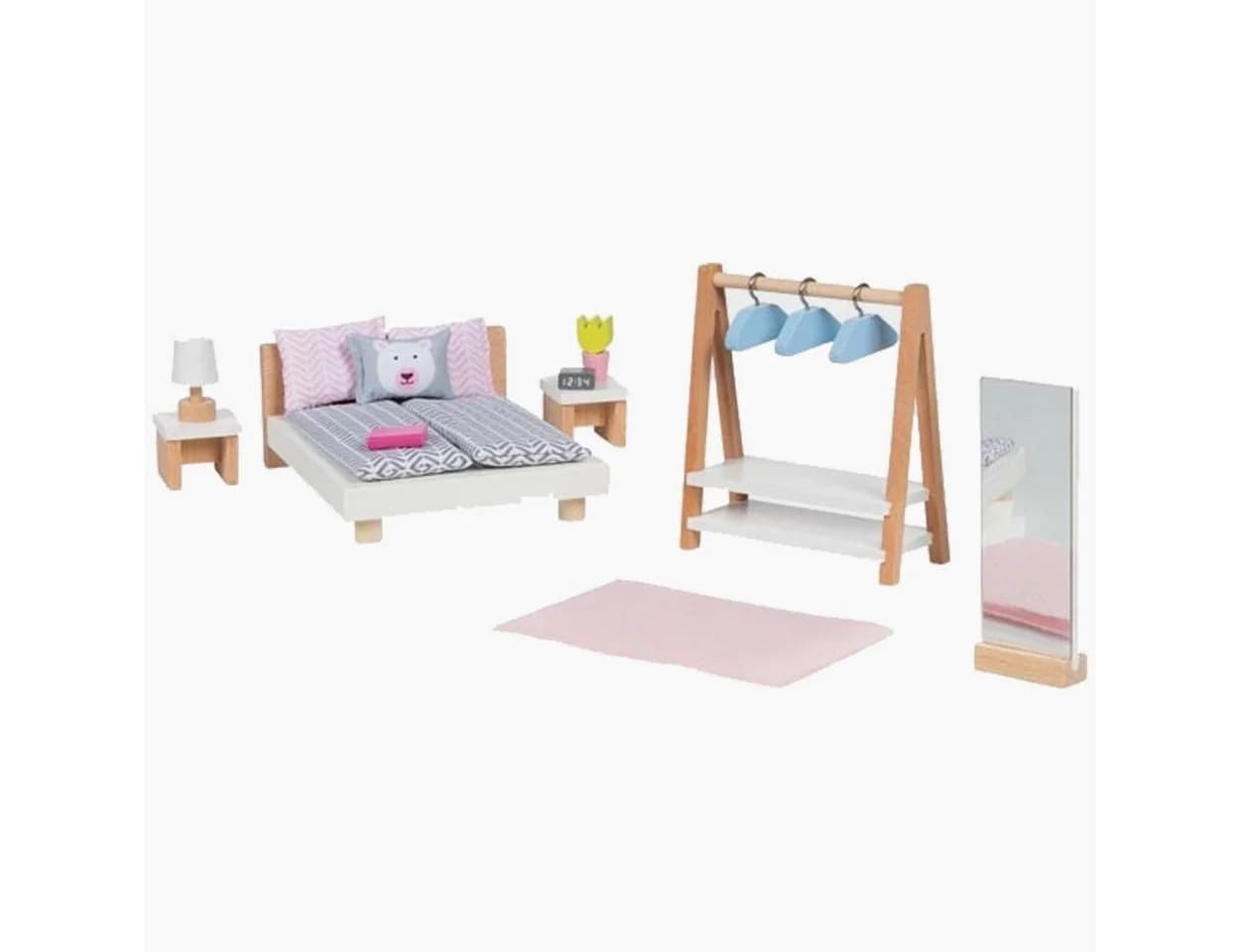 goki Puppenhausmöbel Style Schlafzimmer 18-tlg. Holz Set Beige - Bild 3