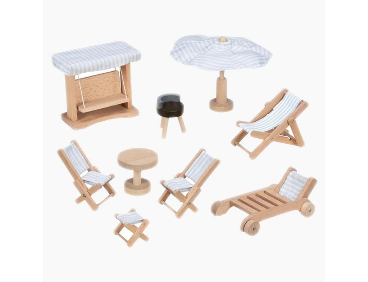 goki Puppengartenmöbel Weiß 9-teiliges Set mit Grill und Liegestühlen - Bild 3