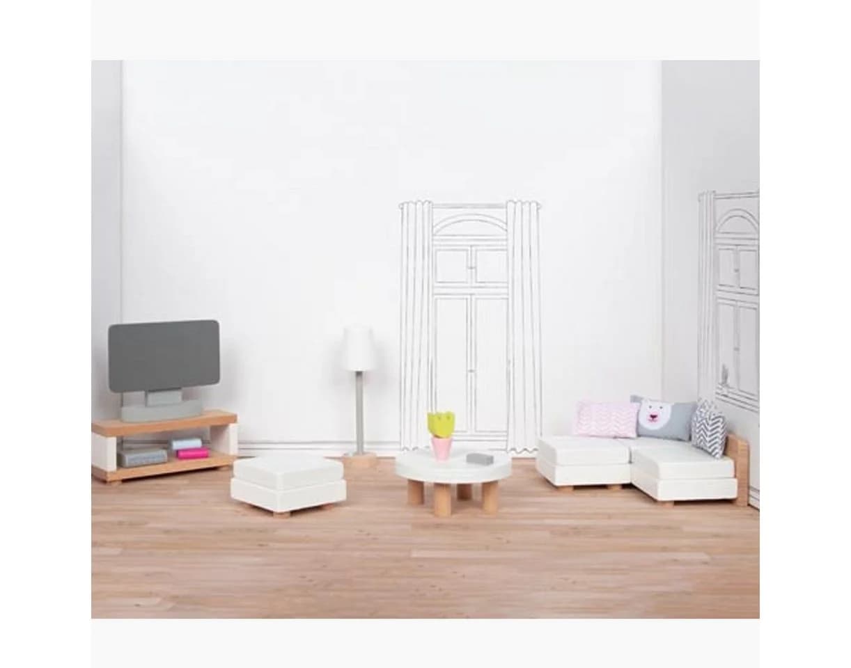 Goki Puppenhausmöbel Style Wohnzimmer 20-tlg. Set Holz Kompatibel