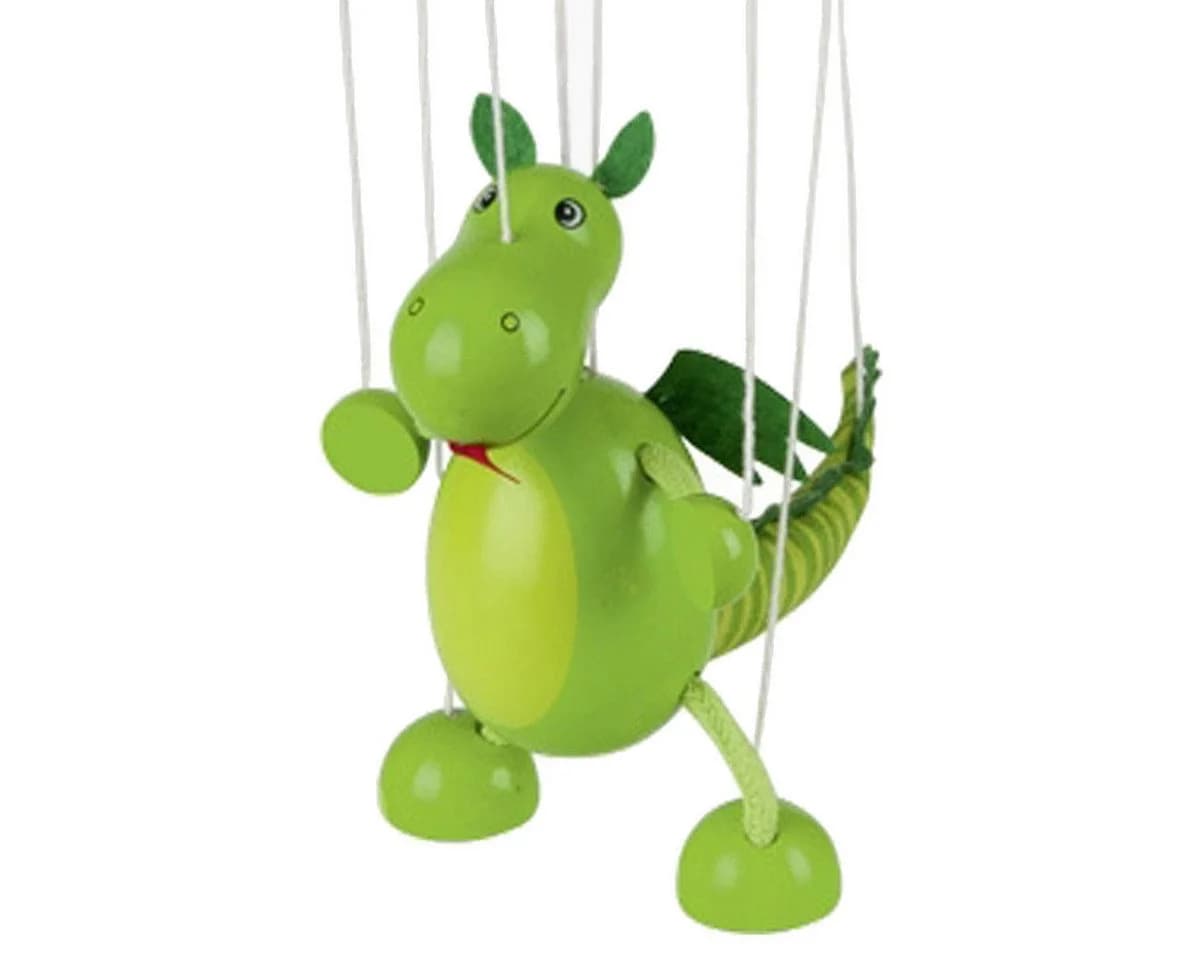 goki Handpuppe Marionette Dino – Vollbewegliche Holzmarionette Grün - Bild 2