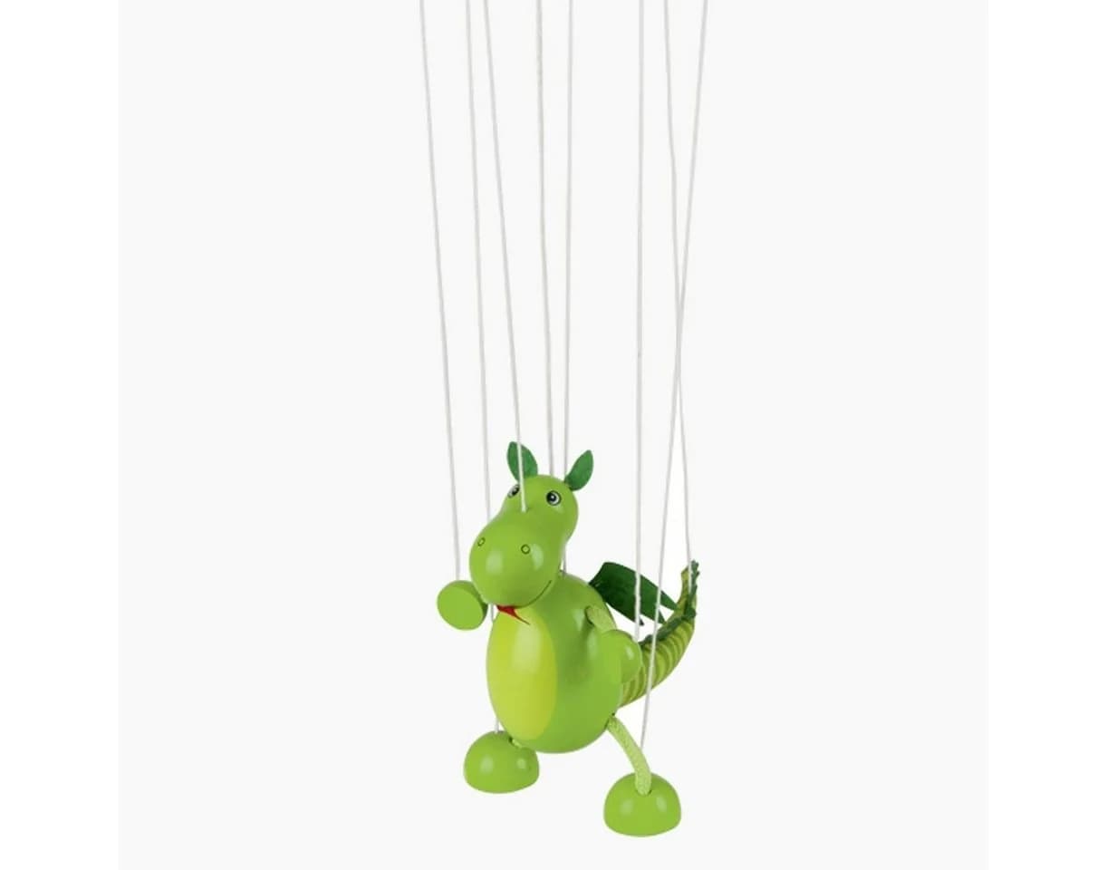 goki Handpuppe Marionette Dino – Vollbewegliche Holzmarionette Grün - Bild 5