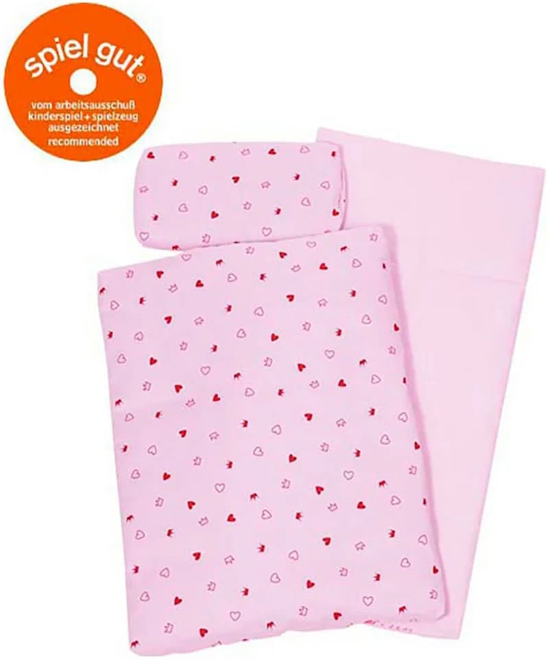 Goki Puppenbettzeug 3-teilig Rosa/Weiß Herz/Krone - Bild 2