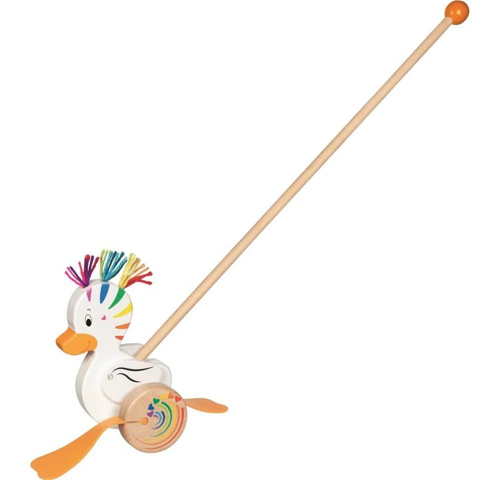 goki Schiebetier Ente Lou Holz Lauflernspielzeug Bunt