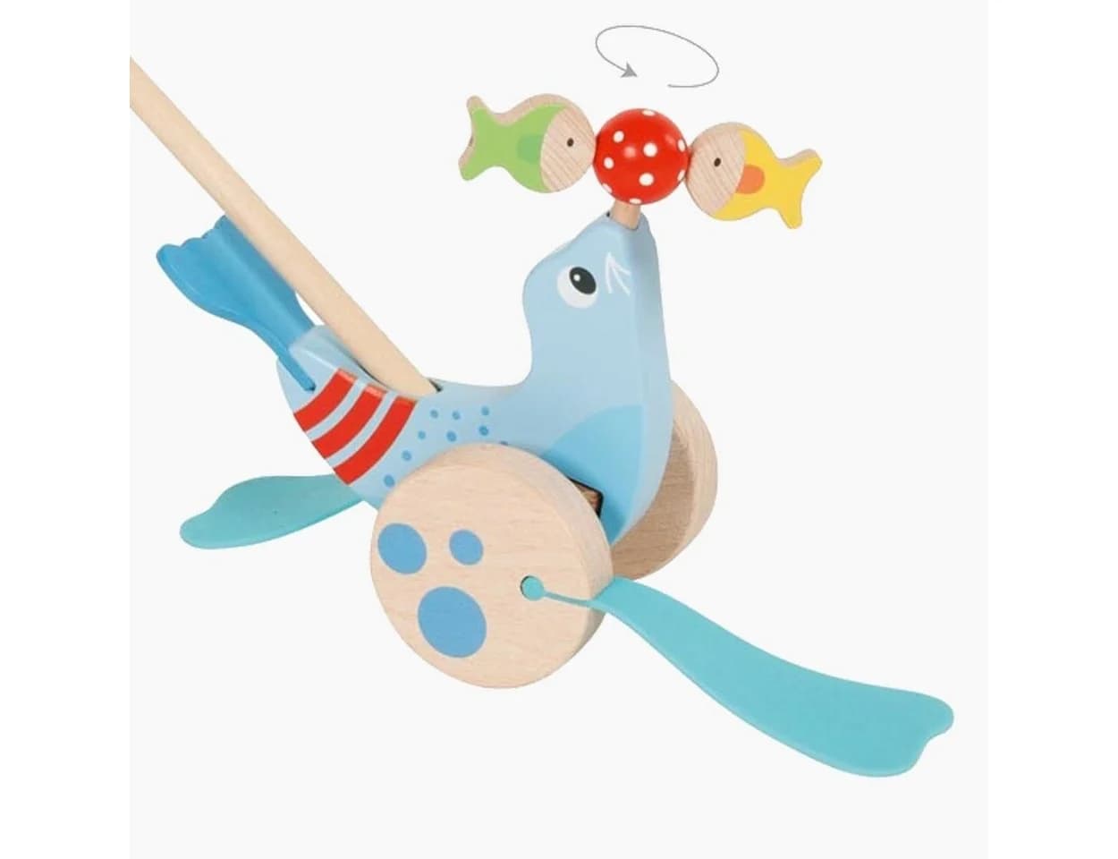 goki Schiebestab Schiebetier Robbe Holzspielzeug Bunt - Bild 3