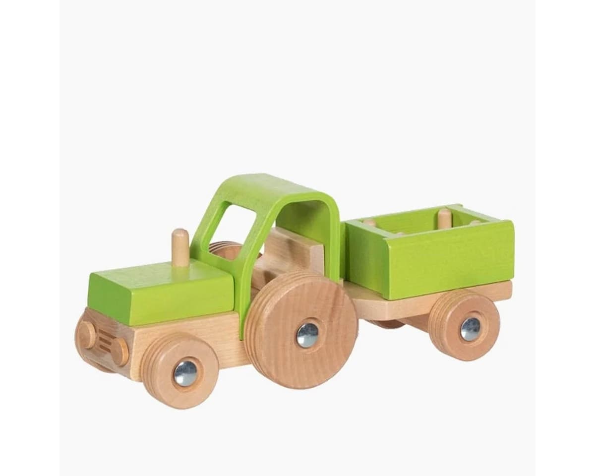 goki Traktor mit Anhänger aus massivem Holz - Bild 2