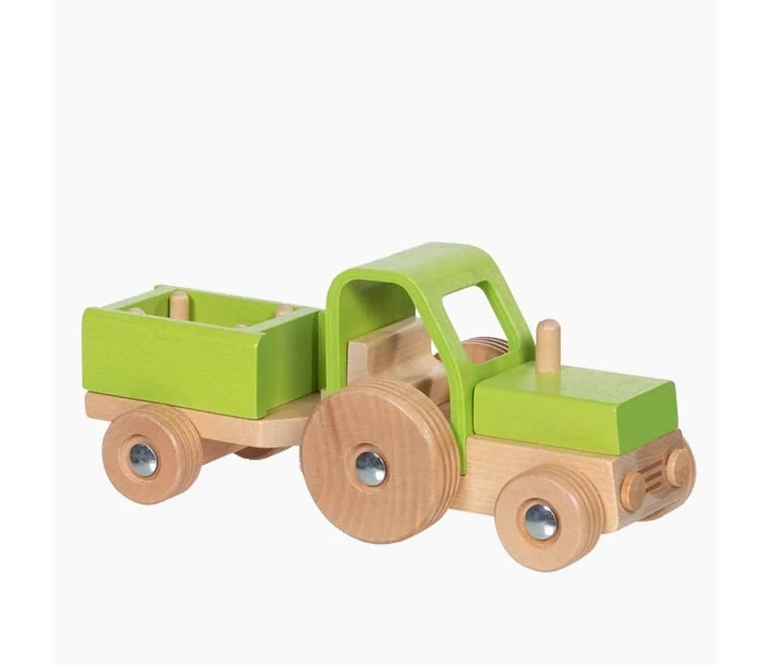 goki Traktor mit Anhänger aus massivem Holz - Bild 3