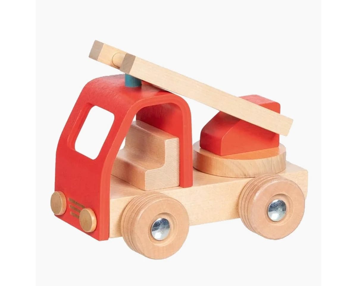Goki Feuerwehrfahrzeug Leiterwagen Holz Spielzeug ab 2 Jahren - Bild 2