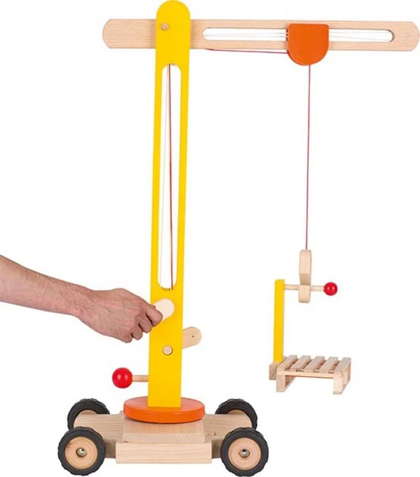 Goki Spielzeug-Kran Drehkran aus Holz mit Gummibereifung - Bild 2