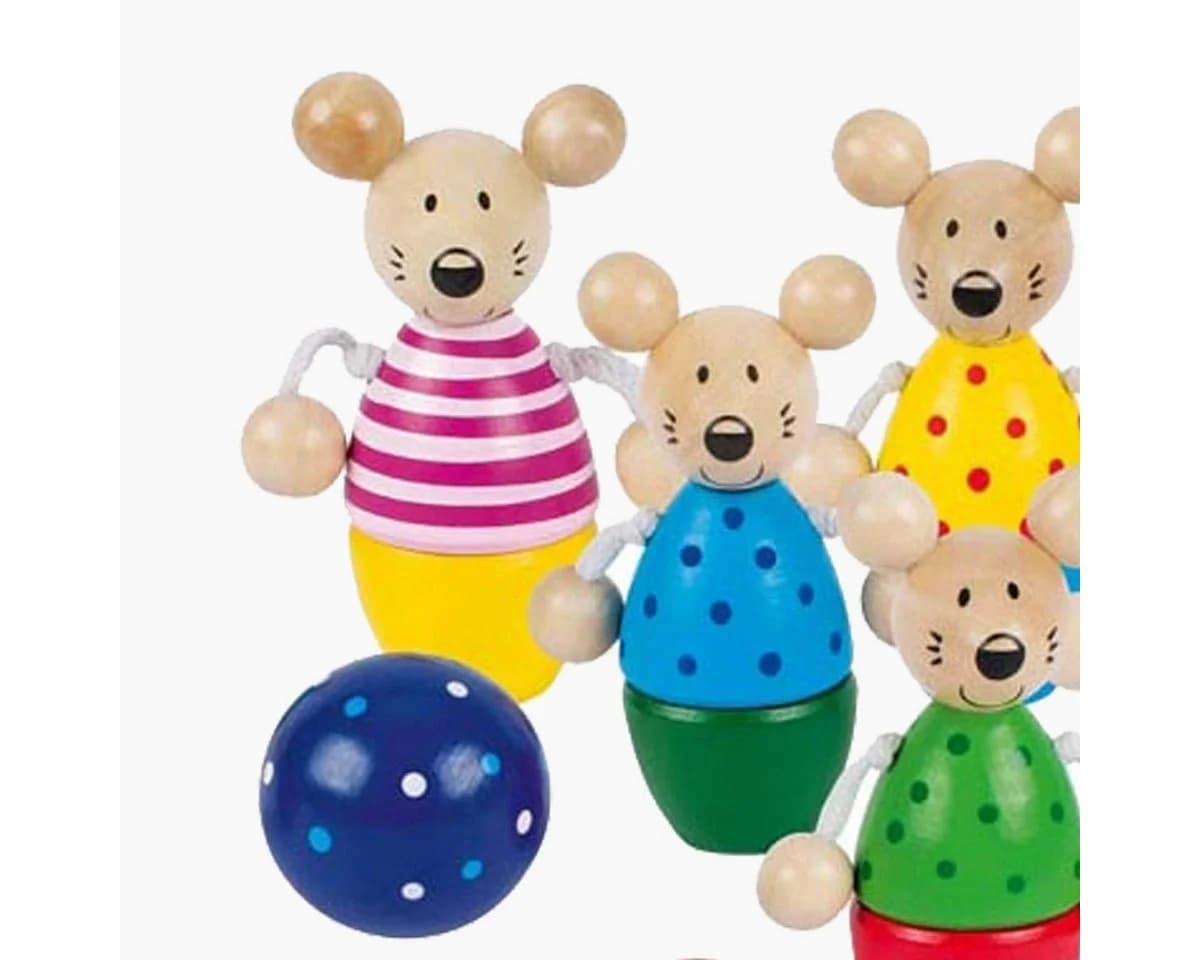Goki Kegelspiel Speedy 9-tlg. Holzspielzeug Bunt für Kinder ab 3 Jahren