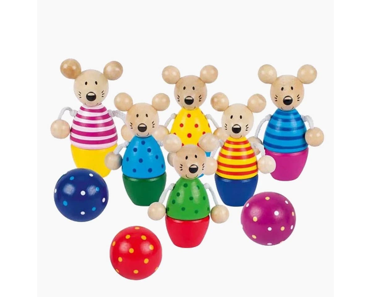 Goki Kegelspiel Speedy 9-tlg. Holzspielzeug Bunt für Kinder ab 3 Jahren - Bild 3