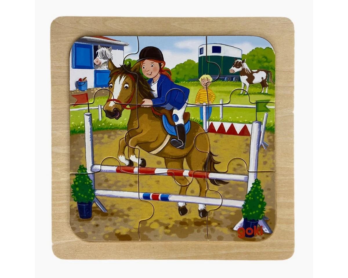 goki Konturenpuzzle 3er Set Bauernhof Feuerwehr Baustelle Holz - Bild 4