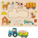 goki Steckpuzzle Traktor mit Anhängern Holz-Steckpuzzle 9 Teile Bild 1