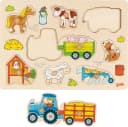 goki Steckpuzzle Traktor mit Anhängern Holz-Steckpuzzle 9 Teile Bild 2