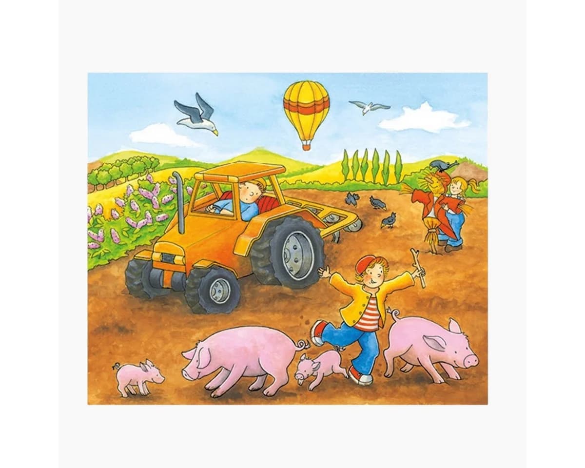 goki Würfelpuzzle Jahreszeiten auf dem Bauernhof 12 Puzzleteile Bunt