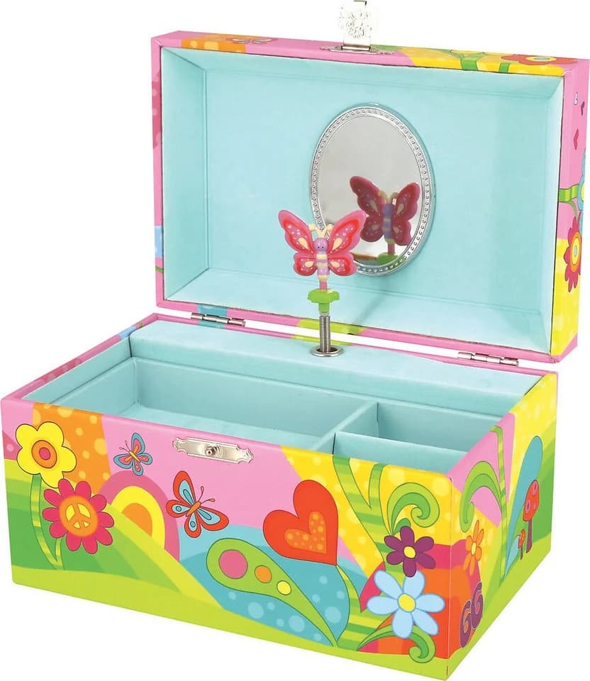 goki Musikspieldose Schmetterlingswiese Bunt/Rosa mit Spiegel - Bild 4
