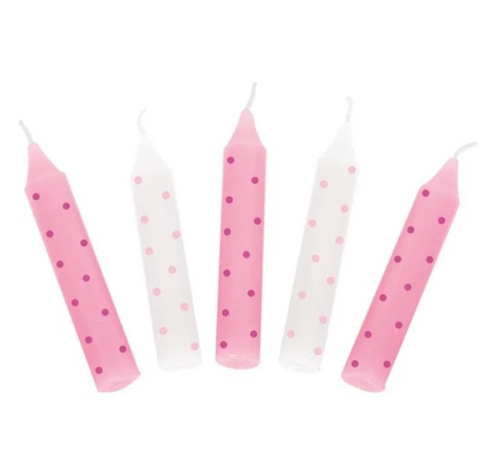 Goki Geburtstagskerzen-Set 10-tlg. Rosa Gepunktet Handbemalt