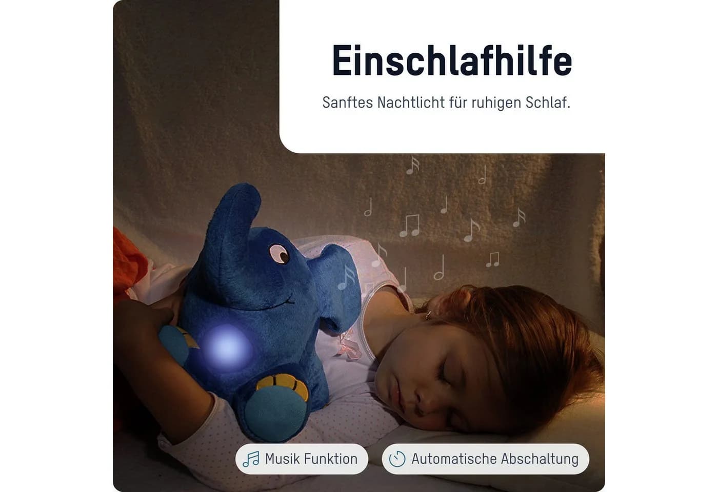 Blaues Elefanten-Nachtlicht Kuscheltier - Bild 3