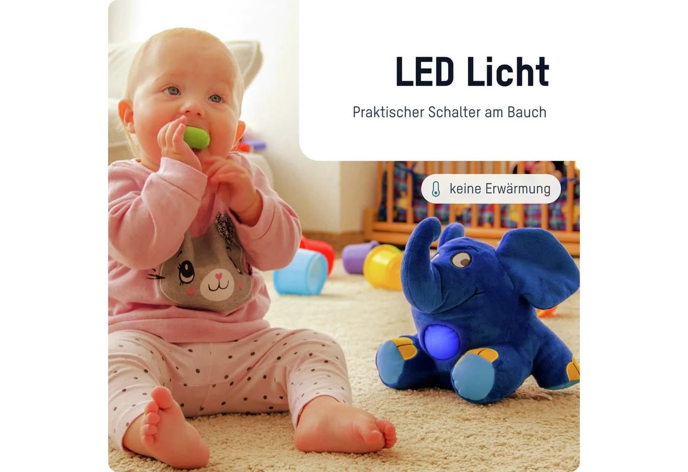 Blaues Elefanten-Nachtlicht Kuscheltier - Bild 4