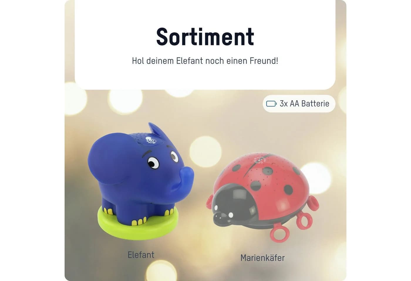 ANSMANN AG LED Sternenhimmel Projektor Elefant Musik Blau Grün Orange