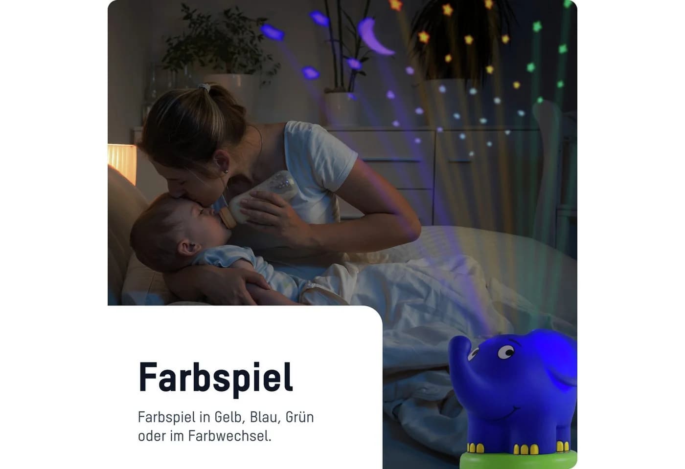 ANSMANN AG LED Sternenhimmel Projektor Elefant Musik Blau Grün Orange - Bild 5
